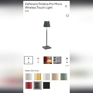 Pottery Barn Poldina Pro Micro Touch Lamp - Dark Gray